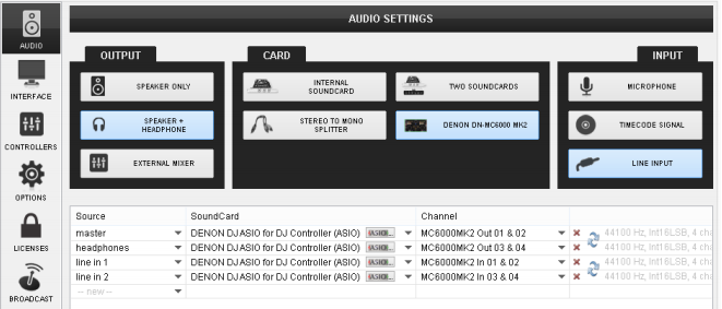 denondj mc6000mk2 vdj8 inputch3 4